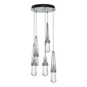 Link 5-Light Clear Glass Pendant in Vintage Platinum - 131127-SKT-STND-82-ZM0434 by Hubbardton Forge