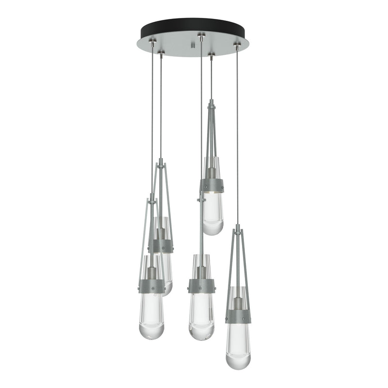 Link 5-Light Clear Glass Pendant in Vintage Platinum - 131127-SKT-STND-82-ZM0434 by Hubbardton Forge