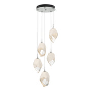 Chrysalis 5-Light Large Crystal Pendant in Vintage Platinum - 131138-SKT-STND-82-WP0755 by Hubbardton Forge