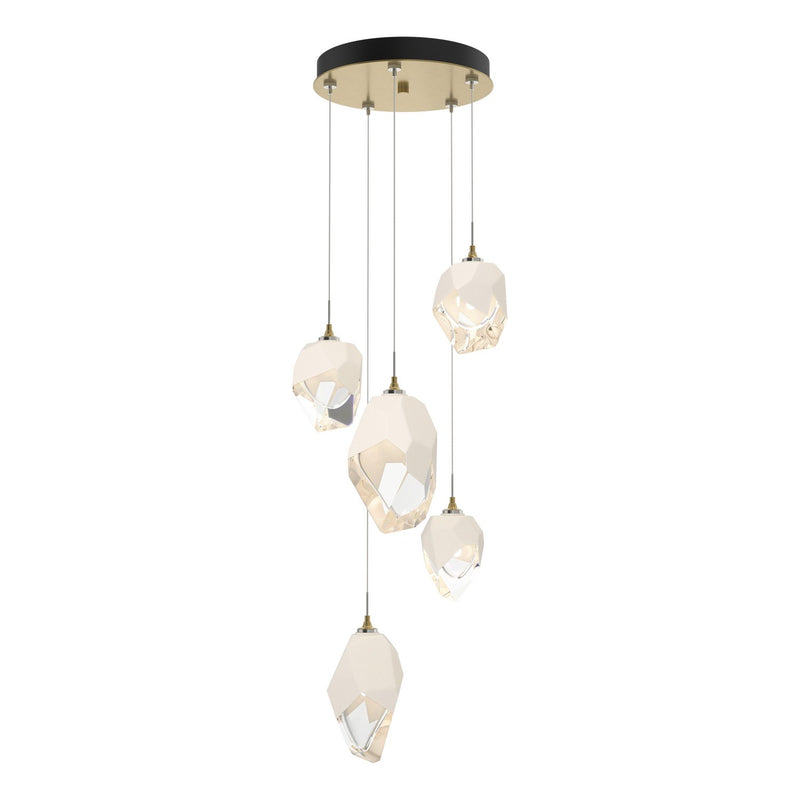 Chrysalis 5-Light Mixed Crystal Pendant in Modern Brass - 131139-SKT-STND-86-WP0756 by Hubbardton Forge