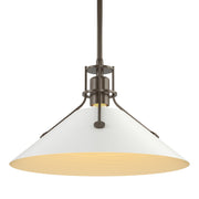 Henry Medium Steel Shade Pendant in Bronze with White Accent - 134550-SKT-MULT-05-02 by Hubbardton Forge