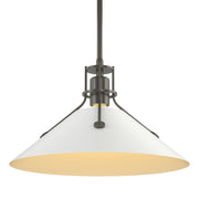 Henry Medium Steel Shade Pendant in Dark Smoke with White Accent - 134550-SKT-MULT-07-02 by Hubbardton Forge