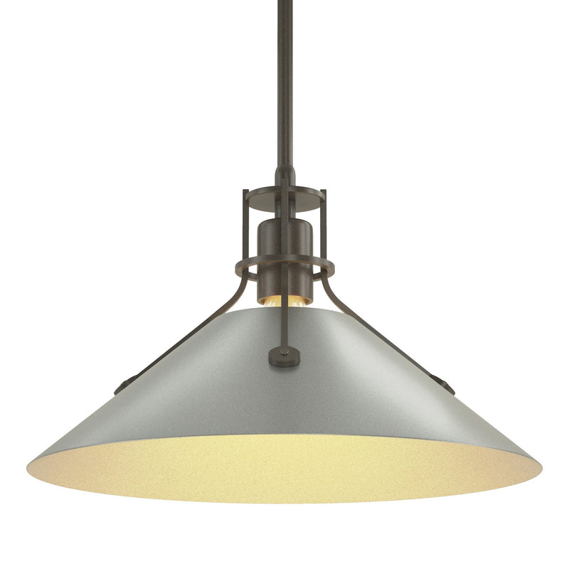 Henry Medium Steel Shade Pendant in Dark Smoke with Vintage Platinum Accent - 134550-SKT-MULT-07-82 by Hubbardton Forge