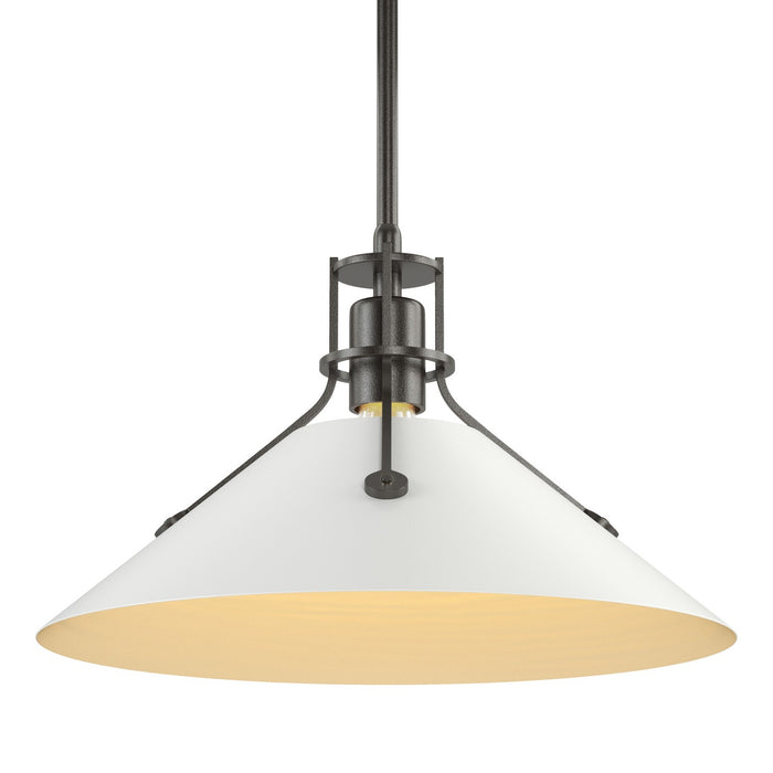 Henry Medium Steel Shade Pendant in Oil Rubbed Bronze with White Accent - 134550-SKT-MULT-14-02 by Hubbardton Forge