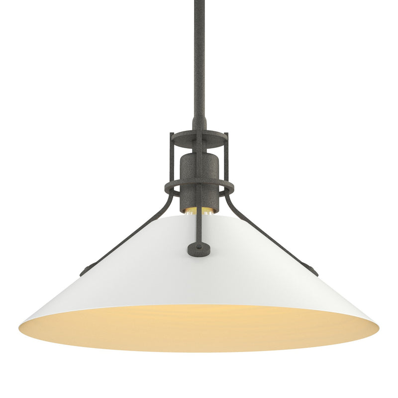 Henry Medium Steel Shade Pendant in Natural Iron with White Accent - 134550-SKT-MULT-20-02 by Hubbardton Forge