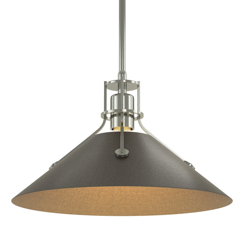 Henry Medium Steel Shade Pendant in Sterling with Oil Rubbed Bronze Accent - 134550-SKT-MULT-85-14 by Hubbardton Forge
