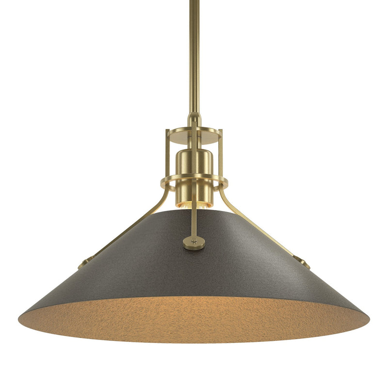 Henry Medium Steel Shade Pendant in Modern Brass with Oil Rubbed Bronze Accent - 134550-SKT-MULT-86-14 by Hubbardton Forge