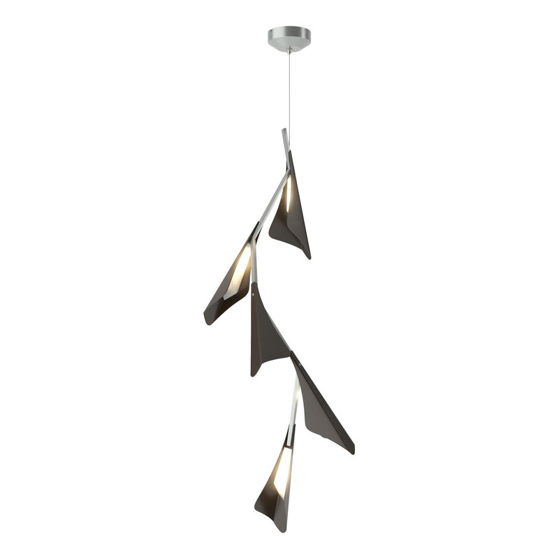 Plume 5-Light LED Pendant in Vintage Platinum with Oil Rubbed Bronze Accent - 135006-LED-STND-82-14 by Hubbardton Forge