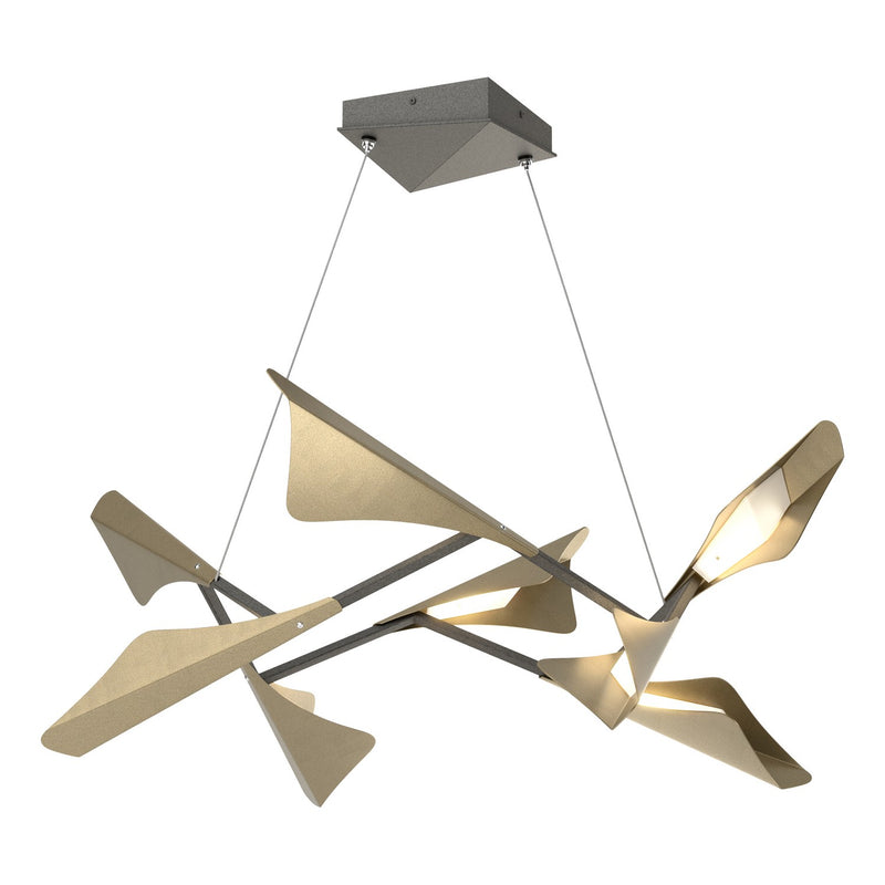 Plume 8-Light LED Pendant in Natural Iron with Soft Gold Accent - 135007-LED-STND-20-84 by Hubbardton Forge