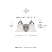 Brady 2-Light Bath Vanity Light in Matte Nickel