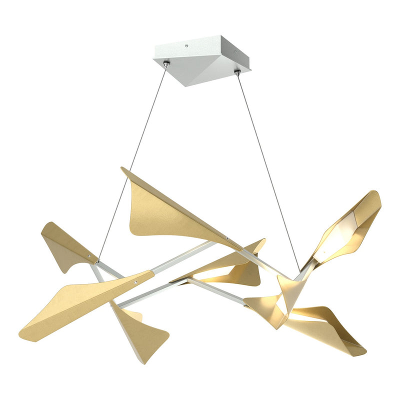 Plume 8-Light LED Pendant in Vintage Platinum with Modern Brass Accent - 135007-LED-STND-82-86 by Hubbardton Forge