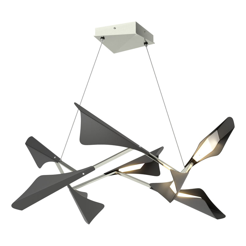 Plume 8-Light LED Pendant in Sterling with Black Accent - 135007-LED-STND-85-10 by Hubbardton Forge