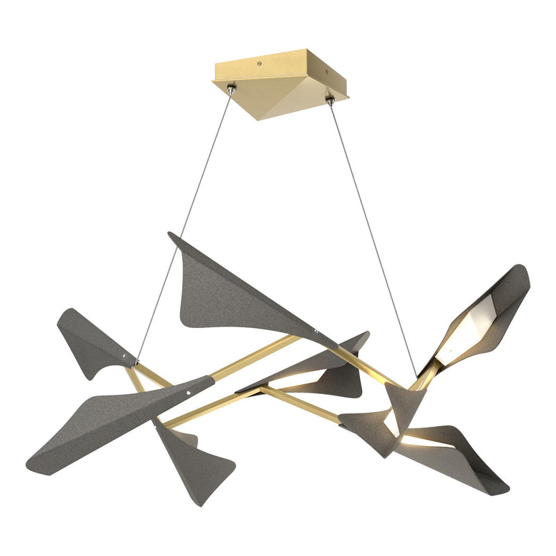 Plume 8-Light LED Pendant in Modern Brass with Natural Iron Accent - 135007-LED-STND-86-20 by Hubbardton Forge