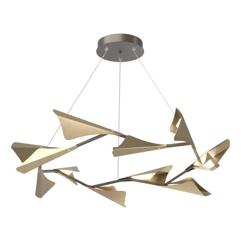 Plume 12-Light LED Pendant in Dark Smoke with Soft Gold Accent - 135008-LED-STND-07-84 by Hubbardton Forge