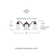 Brady 3-Light Bath Vanity Light in Burnished Bronze