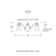 Brady 3-Light Bath Vanity Light in Chrome