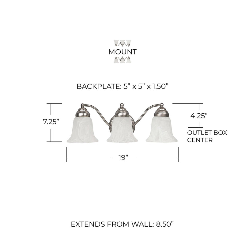 Brady 3-Light Bath Vanity Light in Matte Nickel