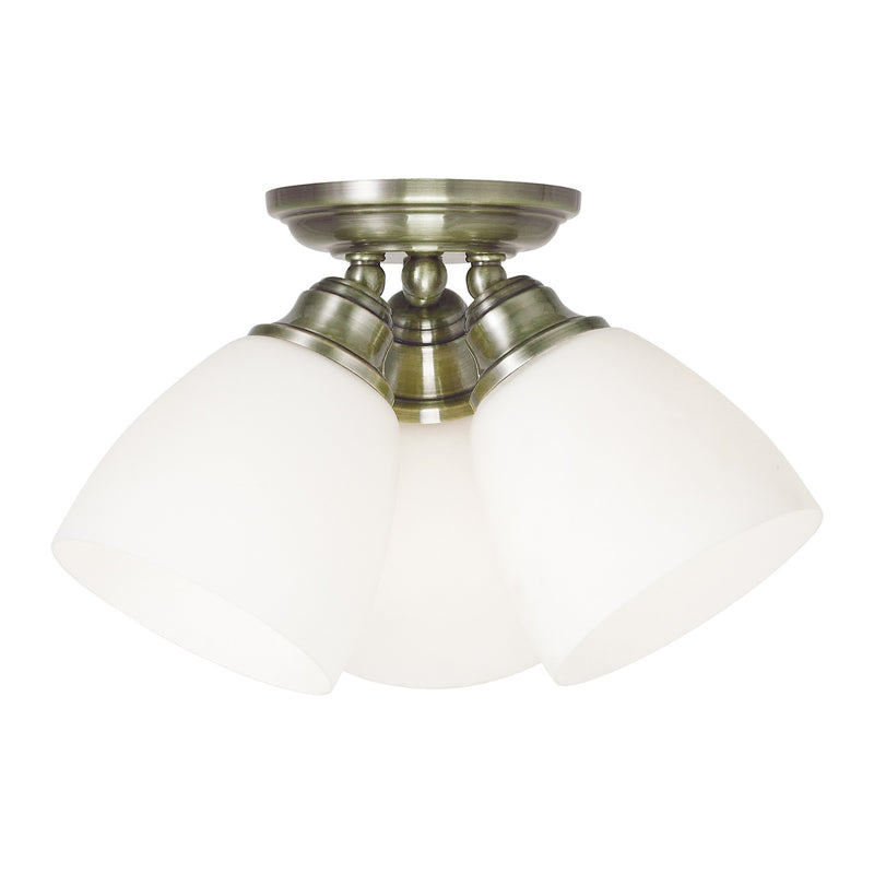 Somerville 3-Light Semi-Flush Mount in Antique Brass