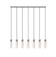 Beau Seven Light Linear Chandelier in Brushed Nickel - Lamps Expo