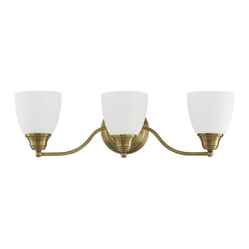 Somerville 3-Light Armed Bath Vanity Light in Antique Brass