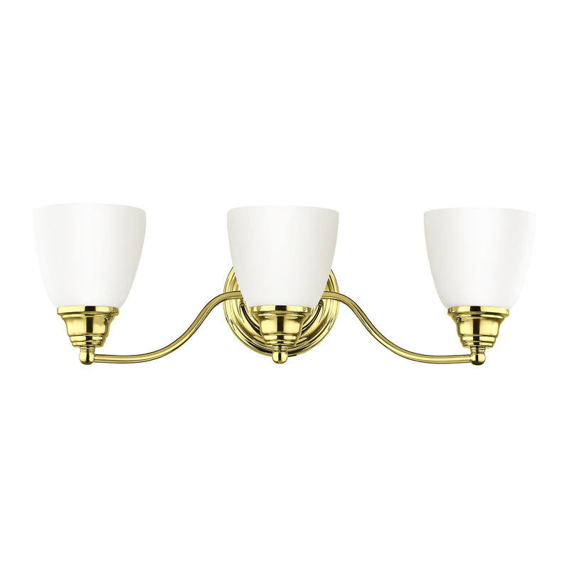 Somerville 3-Light Armed Bath Vanity Light in Polished Brass