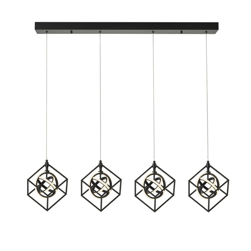 Tulip 4-Light LED Linear Pendant in Matte Black