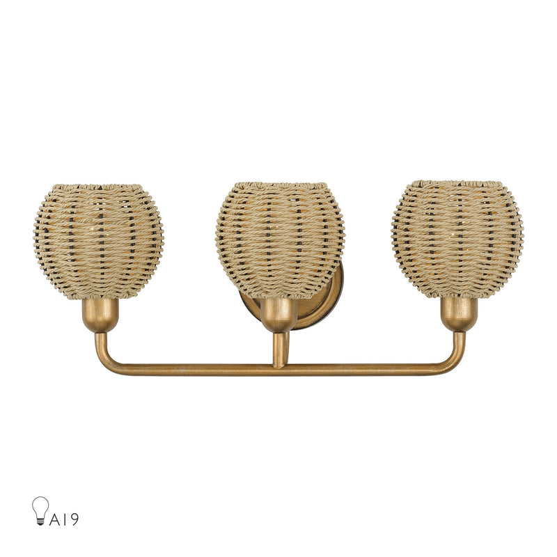 Summervine 3-Light Bath Vanity Light in Antique Gold Leaf