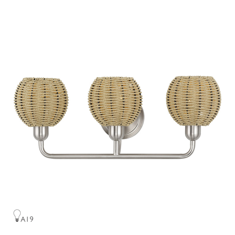 Summervine 3-Light Bath Vanity Light in Brushed Nickel