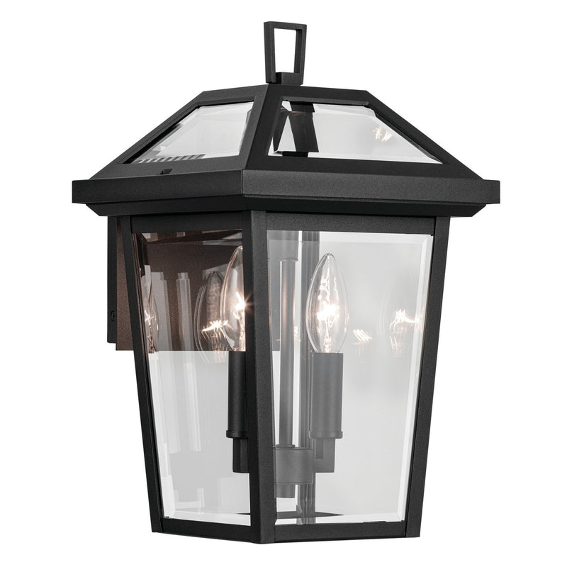 Regence 2-Light Small Outdoor Wall Lantern in Textured Black