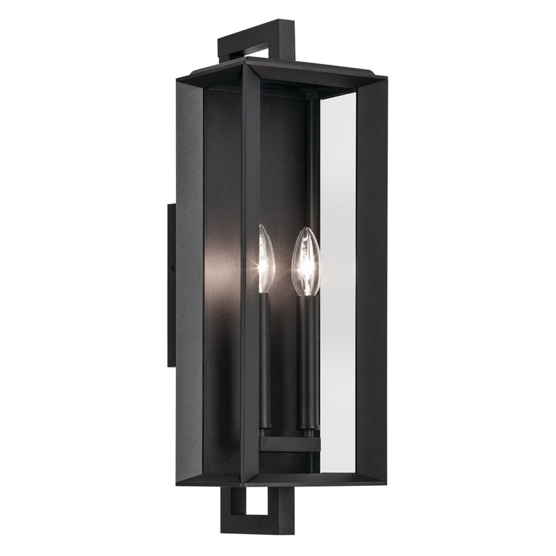 Kroft Medium 2-Light Outdoor Wall Lantern in Textured Black