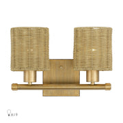 Weavington 2-Light Bath Vanity Light in Antique Gold Leaf