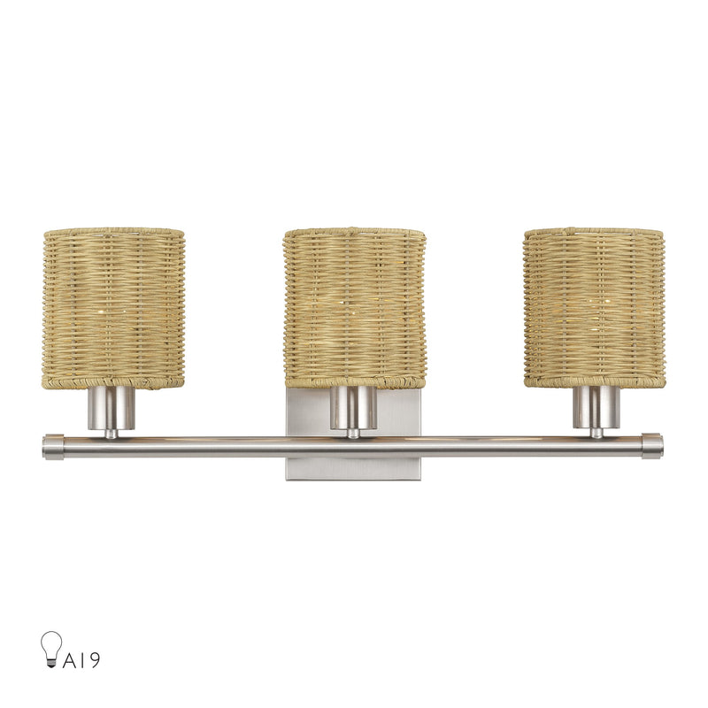 Weavington 3-Light Bath Vanity Light in Brushed Nickel