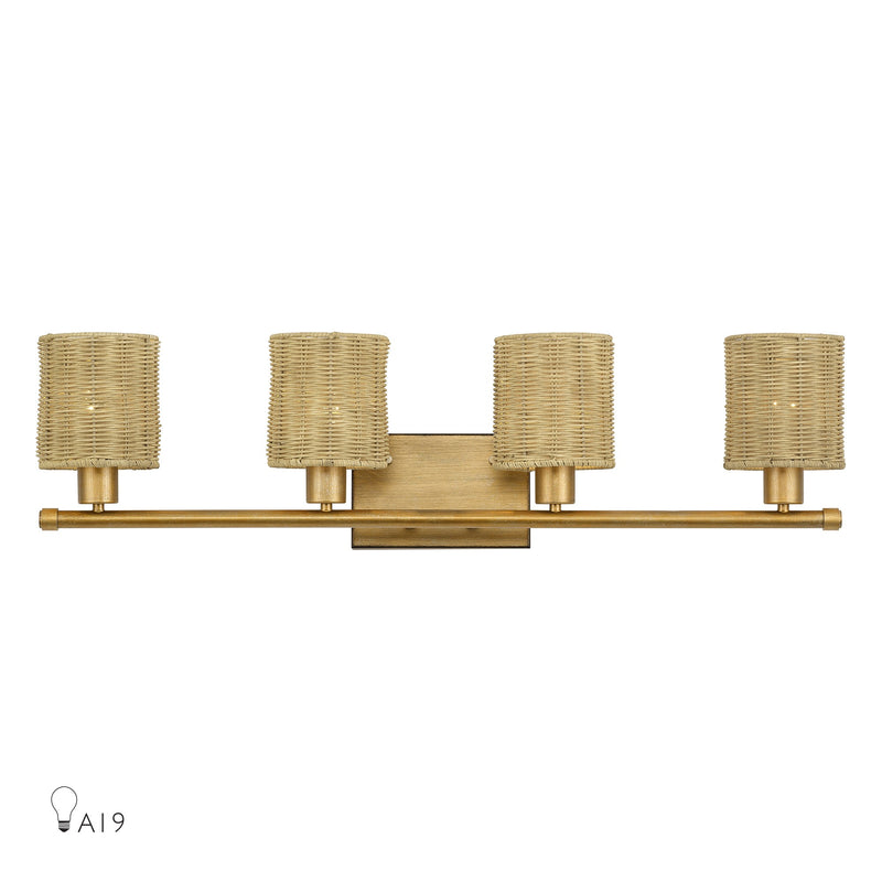 Weavington 4-Light Large Bath Vanity Light in Antique Gold Leaf