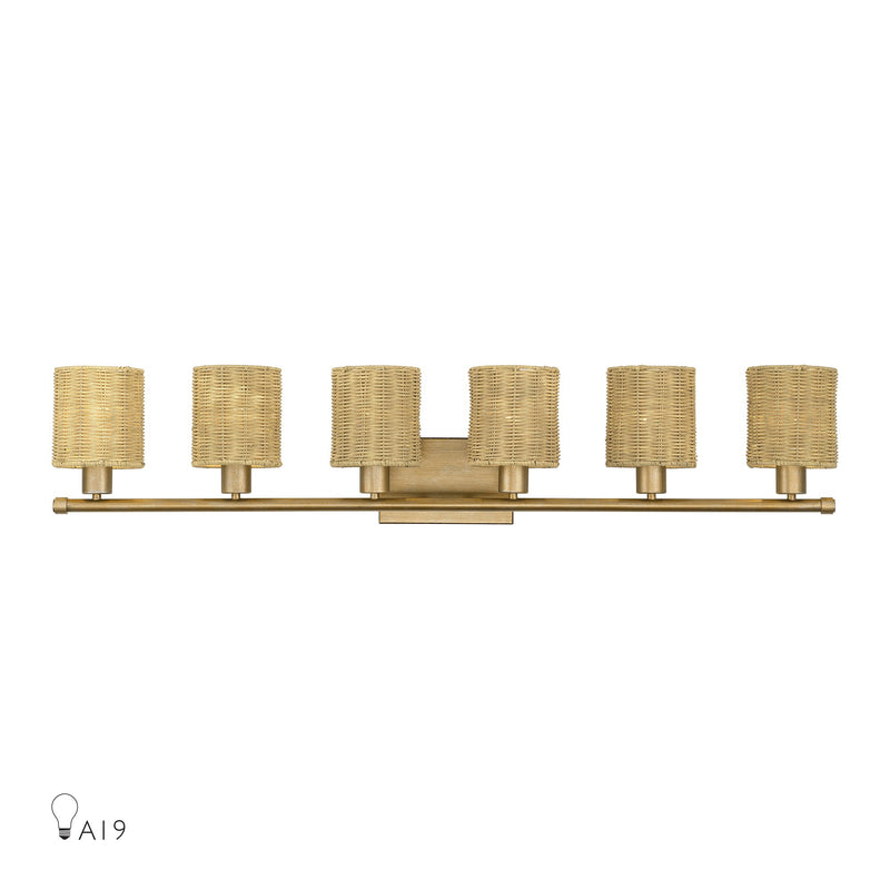 Weavington 6-Light Extra Large Bath Vanity Light in Antique Gold Leaf