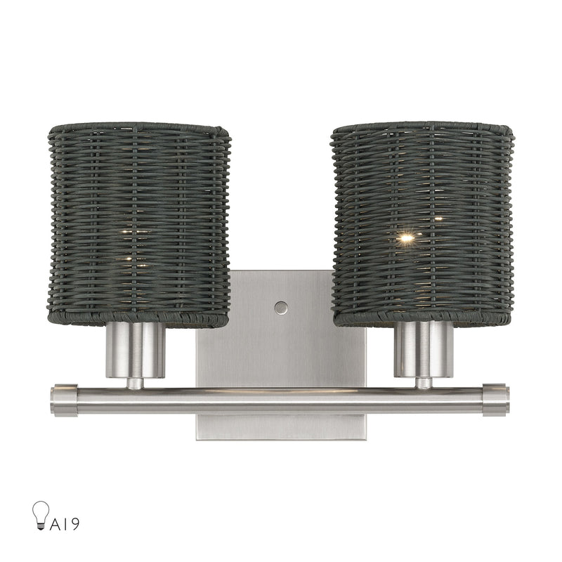 Weavington 2-Light Bath Vanity Light in Brushed Nickel