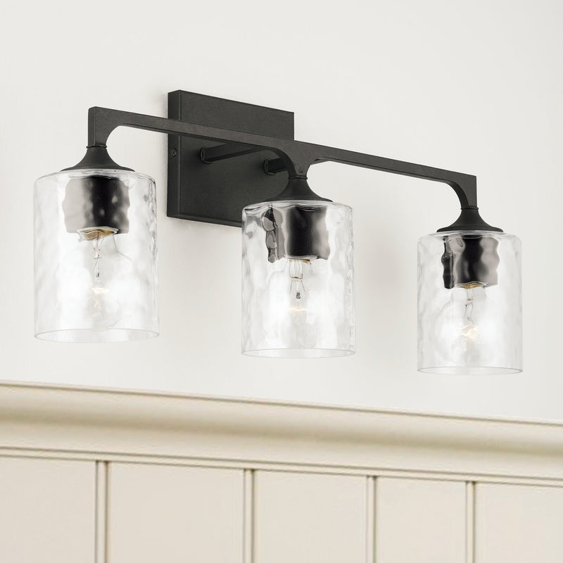 Clint 3-Light Bath Vanity Light in Black Iron