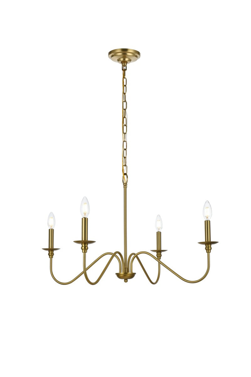 LD5006D30SG- Rohan 4-Light Chandelier in Satin Gold by Elegant Lighting