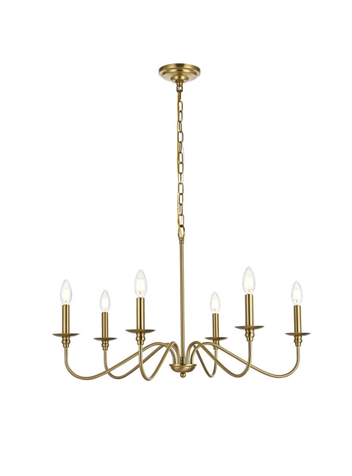 Rohan 6-Light Chandelier in Satin Gold - Lamps Expo