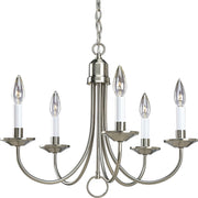 5-Light 21" Candle Chandelier in Brushed Nickel