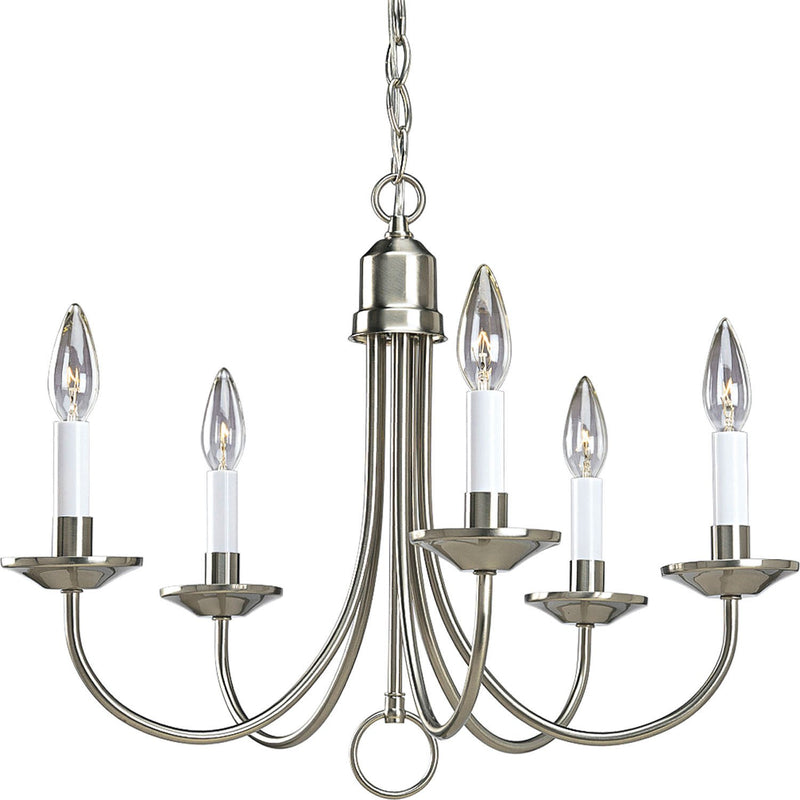 5-Light 21" Candle Chandelier in Brushed Nickel