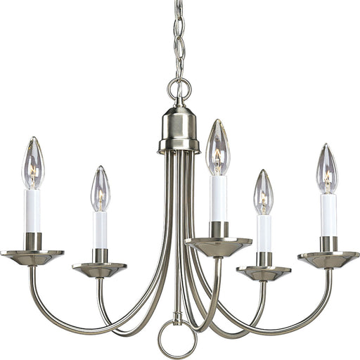 5-Light 21" Candle Chandelier in Brushed Nickel