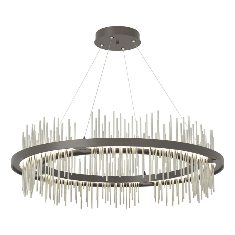 Gossamer Circular LED Pendant in Dark Smoke with Sterling Accent - 139656-LED-STND-07-85 by Hubbardton Forge