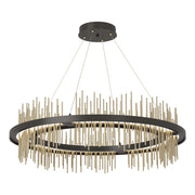 Gossamer Circular LED Pendant in Oil Rubbed Bronze with Soft Gold Accent - 139656-LED-STND-14-84 by Hubbardton Forge