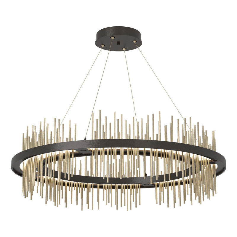 Gossamer Circular LED Pendant in Oil Rubbed Bronze with Soft Gold Accent - 139656-LED-STND-14-84 by Hubbardton Forge