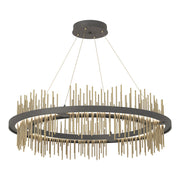 Gossamer Circular LED Pendant in Natural Iron with Modern Brass Accent - 139656-LED-STND-20-86 by Hubbardton Forge
