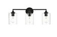 Mayson Three Light Bath Sconce in Black And Clear