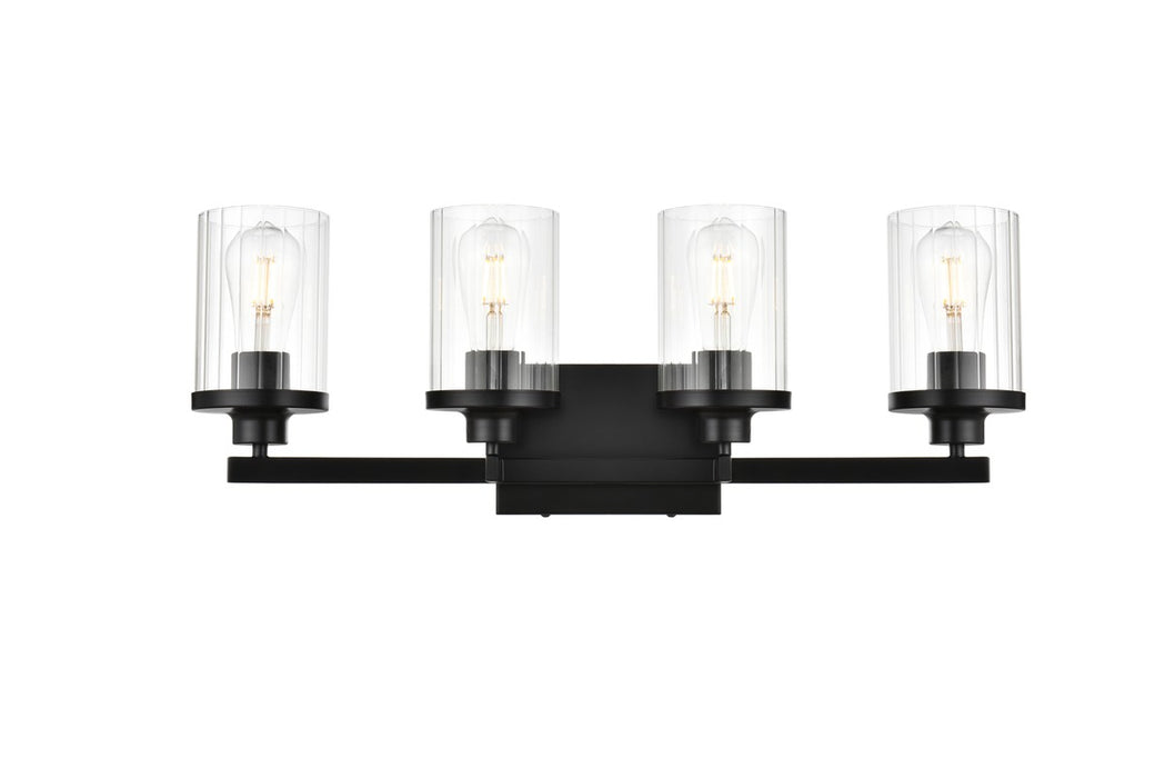 Saanvi Four Light Bath Sconce in Black And Clear