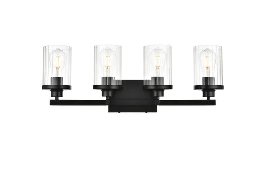 Saanvi Four Light Bath Sconce in Black And Clear