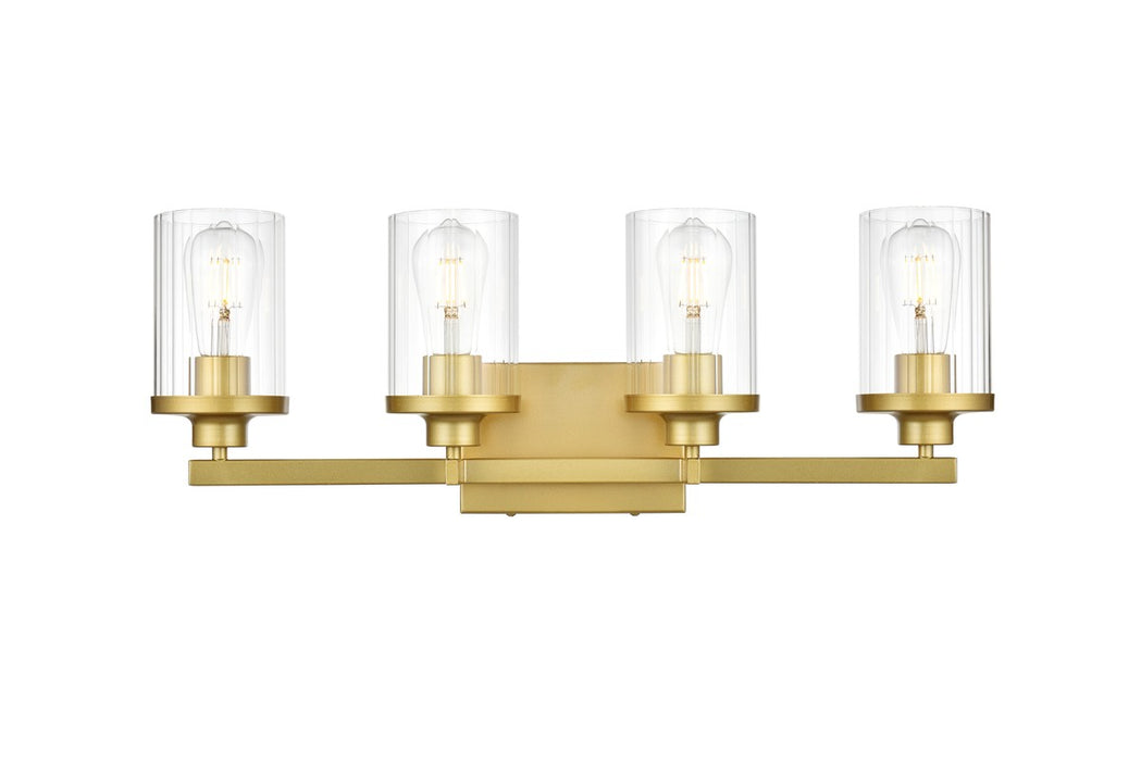 Saanvi Four Light Bath Sconce in Brass And Clear