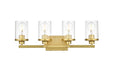 Saanvi Four Light Bath Sconce in Brass And Clear